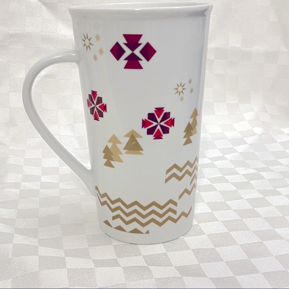 Starbucks 2013 Holiday Christmas Village Coffee Mug 18 oz Tall Red Gold Houses - Picture 6 of 9